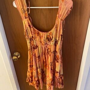 Free People Vernon Floral Orange Mini Dress